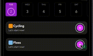 Tap the + button once to update a countable habit and shows remaining count