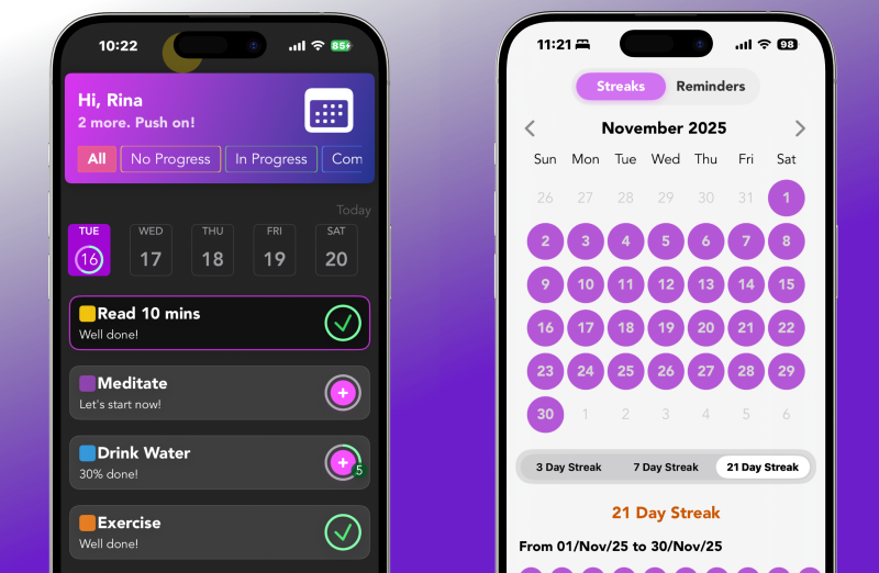 Clean visuals and intentional colors - HabitPath