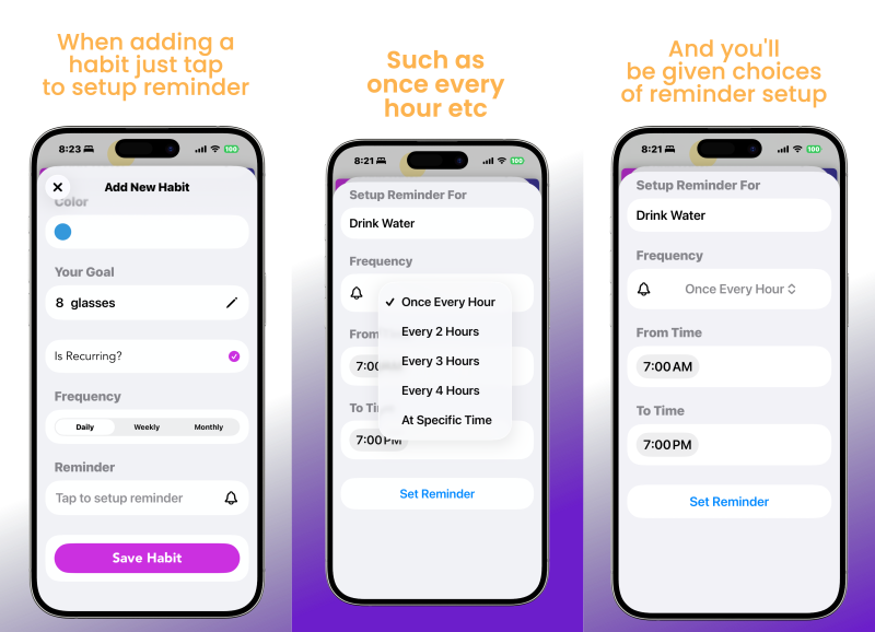 HabitPath Setup Reminder On Each Habit